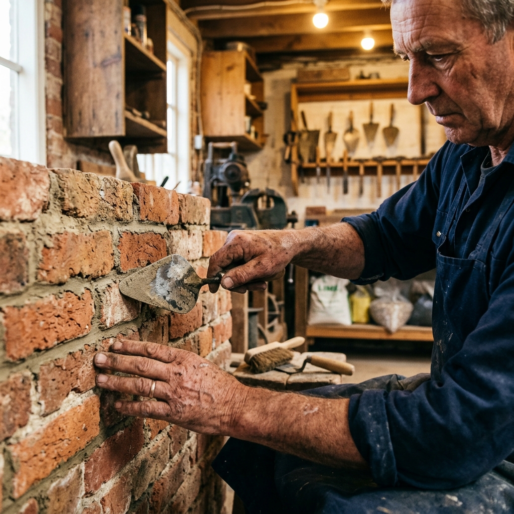 Craftsman working meticulously with traditional tools