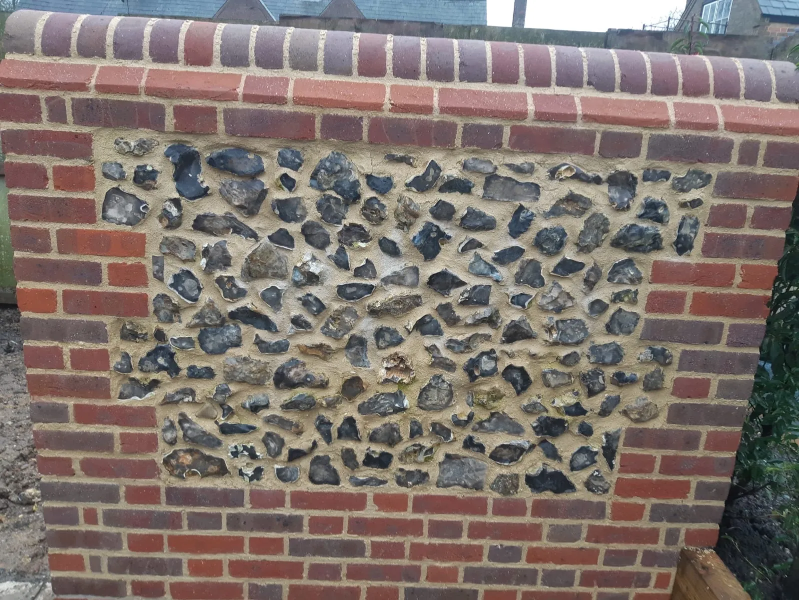 Flint and Brick Panel Wall